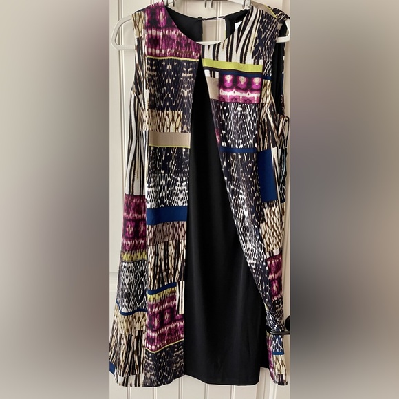 London Times Multi Layered Black/Multi Color Plus Dress - Picture 2 of 6
